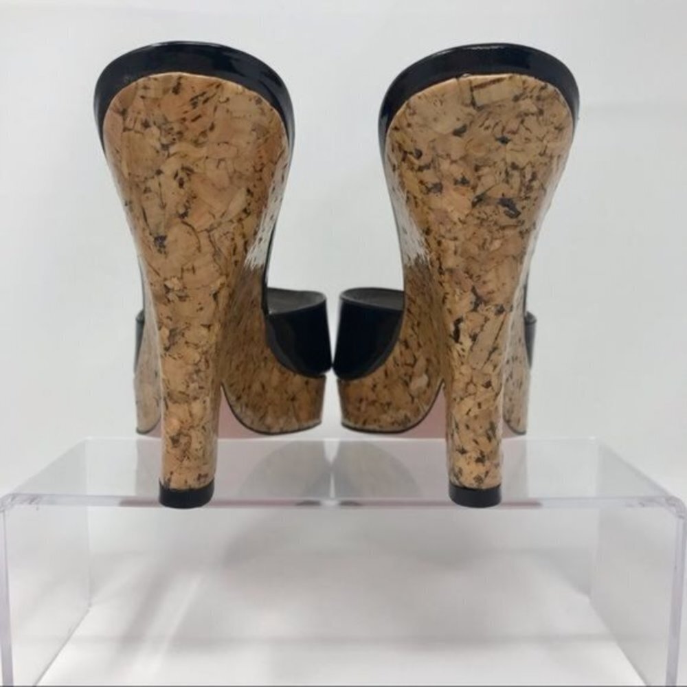 NWT Paris Hilton Black Patent Charme Platform Slide 9M - Picture 4 of 13